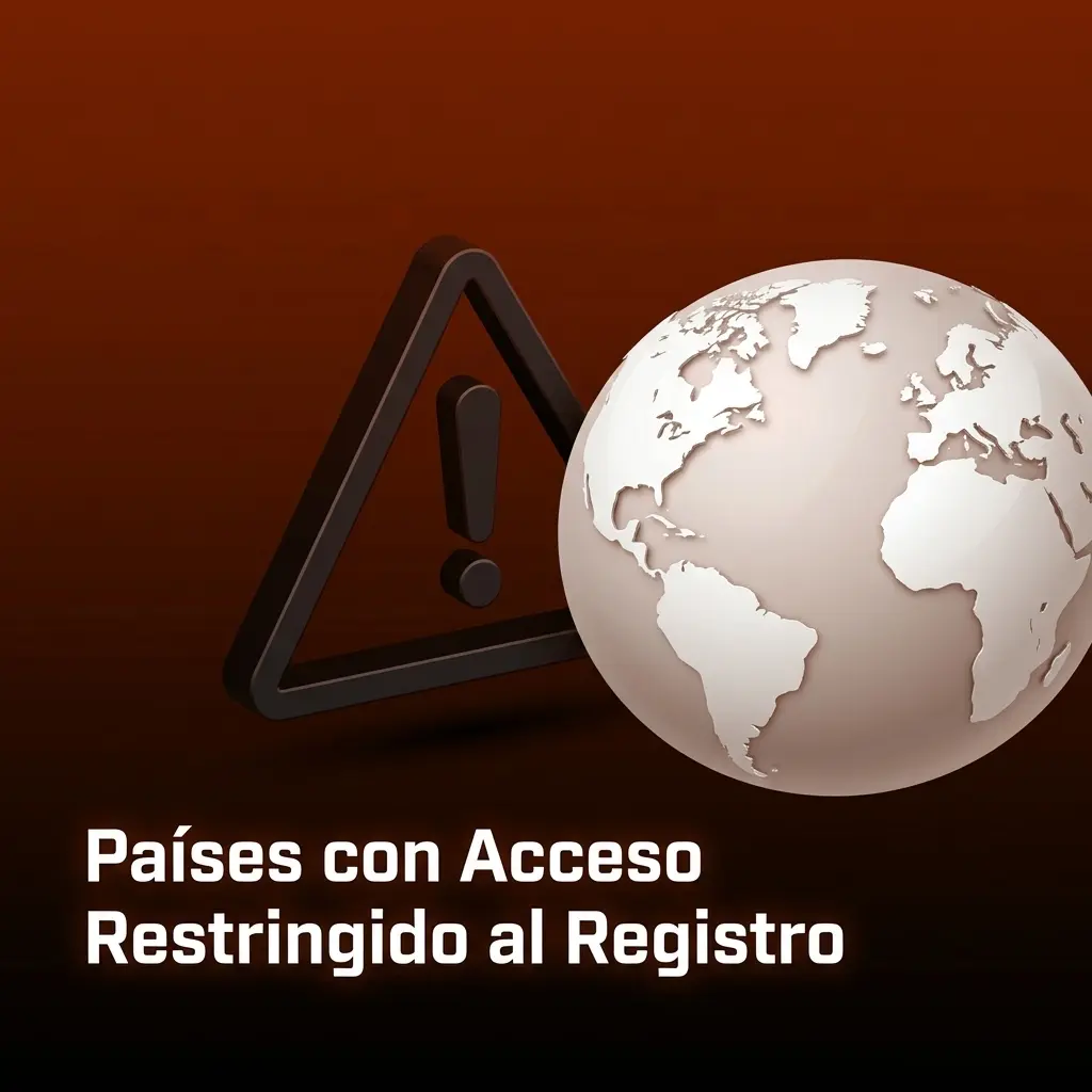 Mapa mundial con países de acceso restringido al registro en BetWarrior por restricciones regulatorias y de licencia
